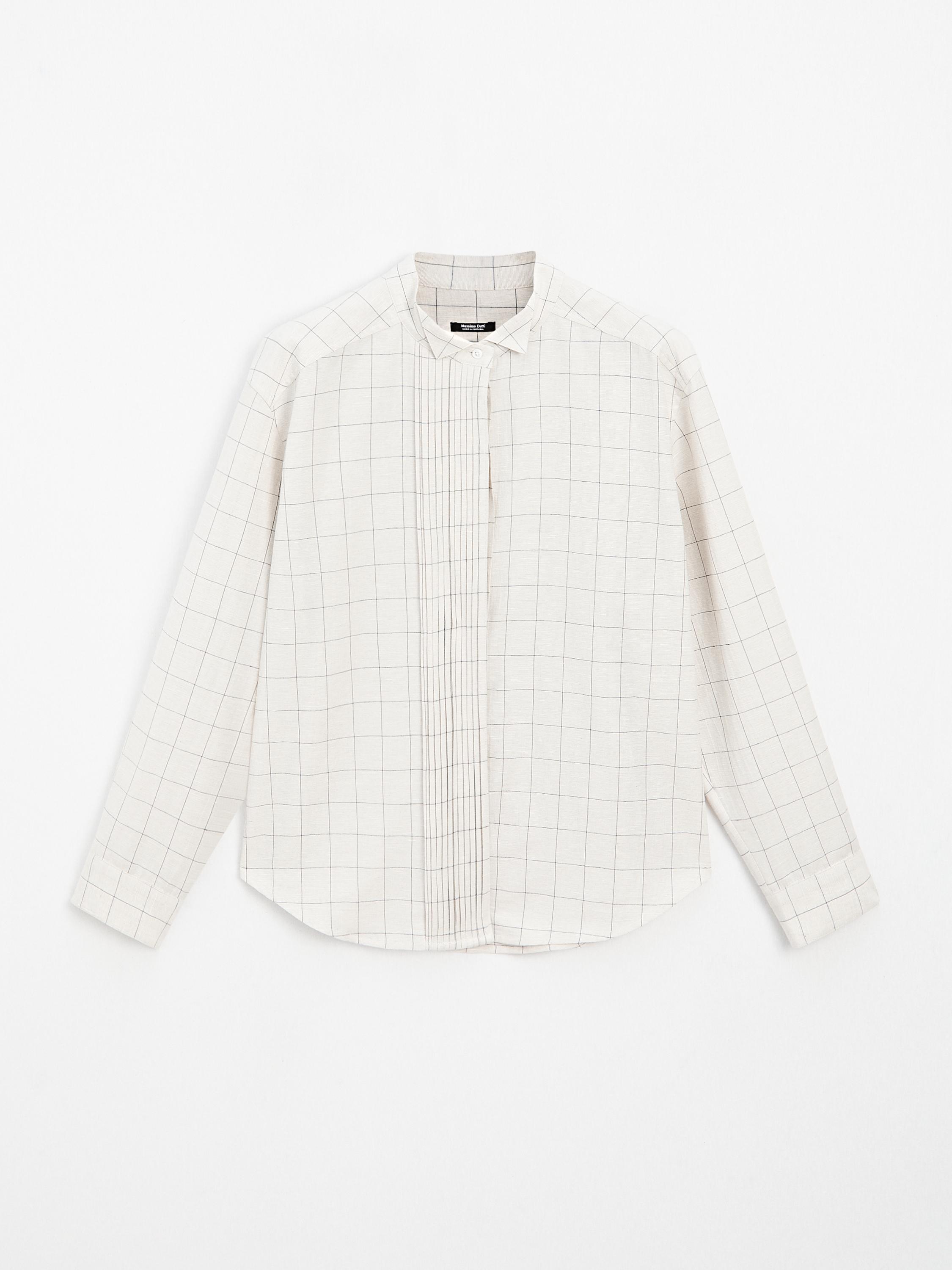 Check shirt with pintucks